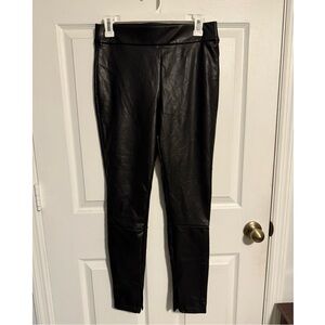 A New Day Black Faux Leather Women’s Leggings Size Medium with Zipper Bottom NWT